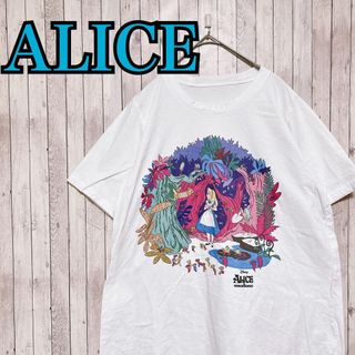 古着　不思議の国のアリス プリントTシャツ センターロゴ　一点物　輸入品　半袖(Tシャツ/カットソー(半袖/袖なし))