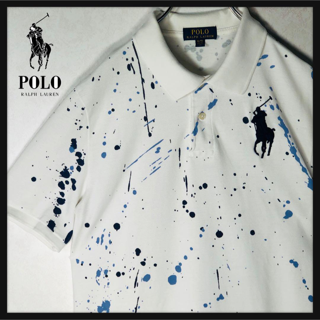 POLO RALPH LAUREN(ポロラルフローレン)の【希少】ポロ ラルフローレン ビッグポニー刺繍ロゴ ペイントデザイン XLサイズ メンズのトップス(ポロシャツ)の商品写真