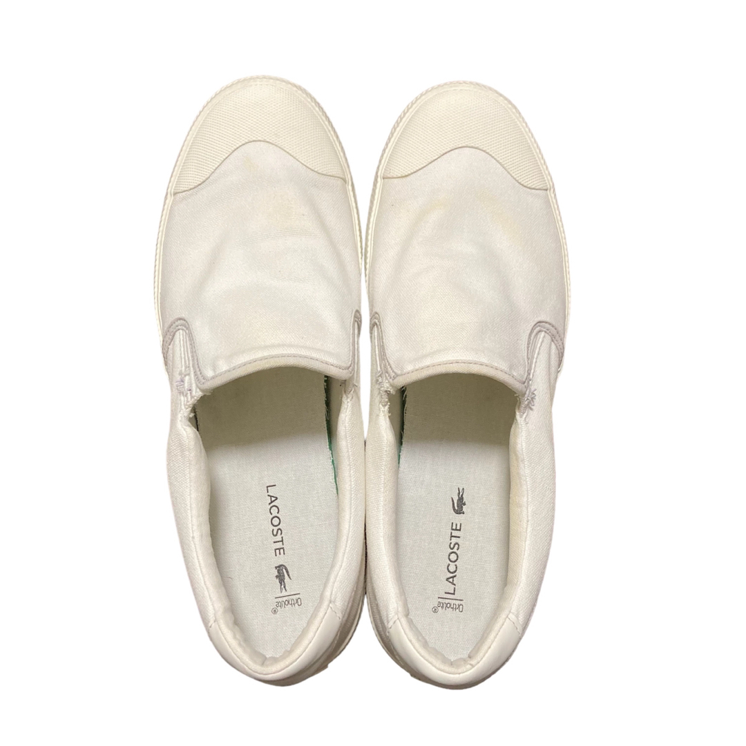 LACOSTE(ラコステ)の【美品】LACOSTE ラコステ　スリッポン　ホワイト　白　緑　26.5 メンズの靴/シューズ(スニーカー)の商品写真