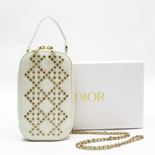 クリスチャンディオール Christian Dior  フォンフォルダー 斜め掛けショルダーバッグ レザー/メタル オフホワイト/ゴールド レディース 送料無料【中古】 w0151g