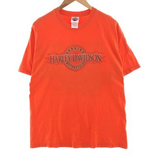 ハーレーダビッドソン(Harley Davidson)の古着 00年代 ハーレーダビッドソン Harley-Davidson HANES モーターサイクル バイクTシャツ USA製 メンズL /eaa382827(Tシャツ/カットソー(半袖/袖なし))