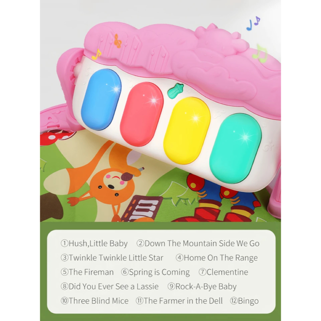 【新品未使用】知育 教育 ベビージム プレイマット 出産祝い 0歳 新生児から キッズ/ベビー/マタニティのおもちゃ(ベビージム)の商品写真
