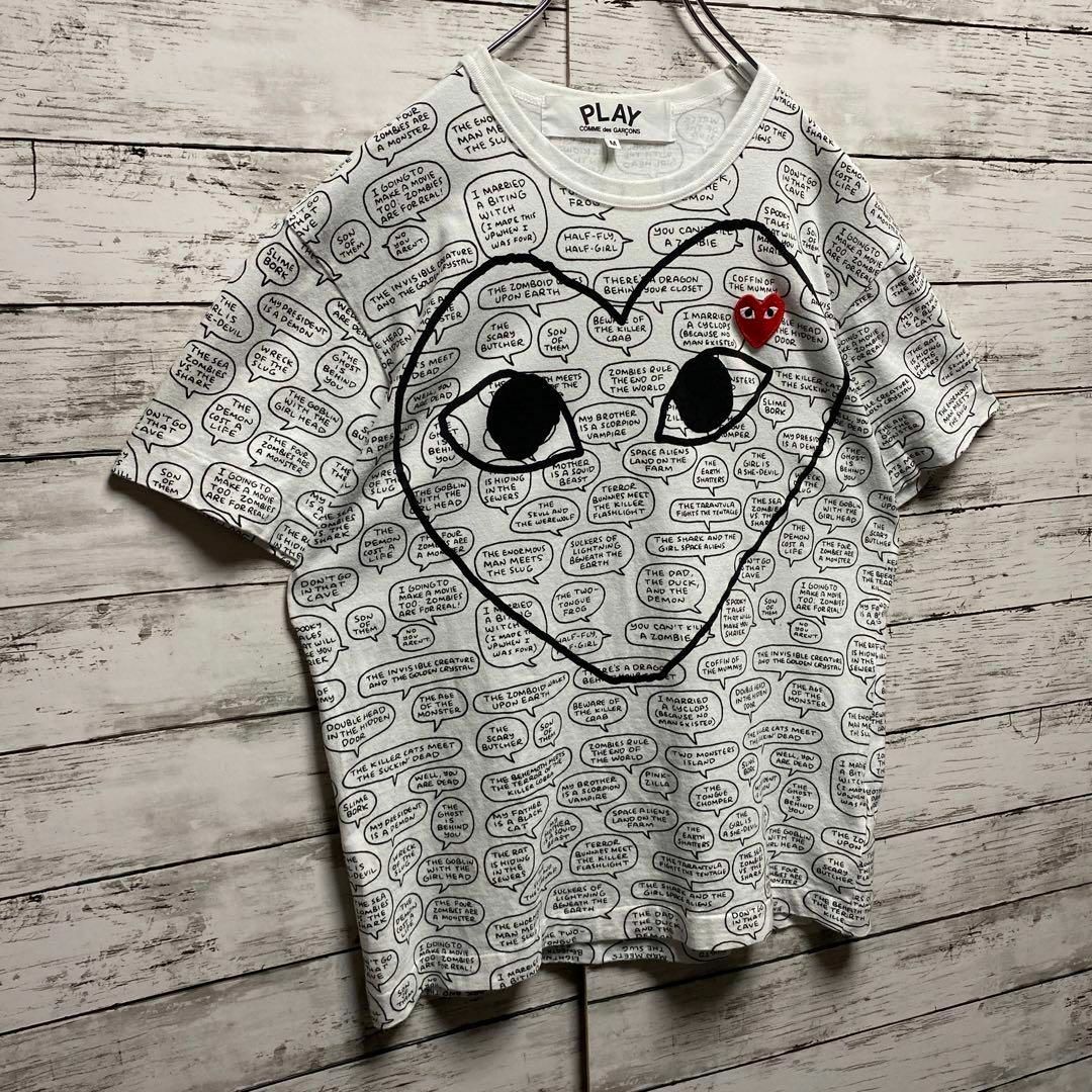 COMME des GARCONS(コムデギャルソン)の【美品】プレイコムデギャルソン　刺繍ロゴ　ハート　限定品　半袖Tシャツ メンズのトップス(Tシャツ/カットソー(半袖/袖なし))の商品写真