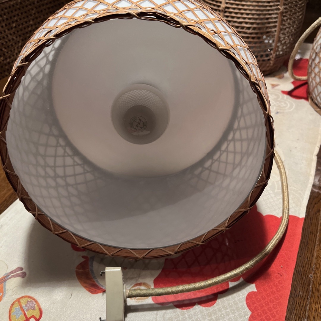 A816 アンティーク 昭和レトロ 籠電笠 斑竹 竹編み細工 ランプ A816 アンティーク 昭和レトロ 籠電笠 斑竹 竹編み細工 ランプ