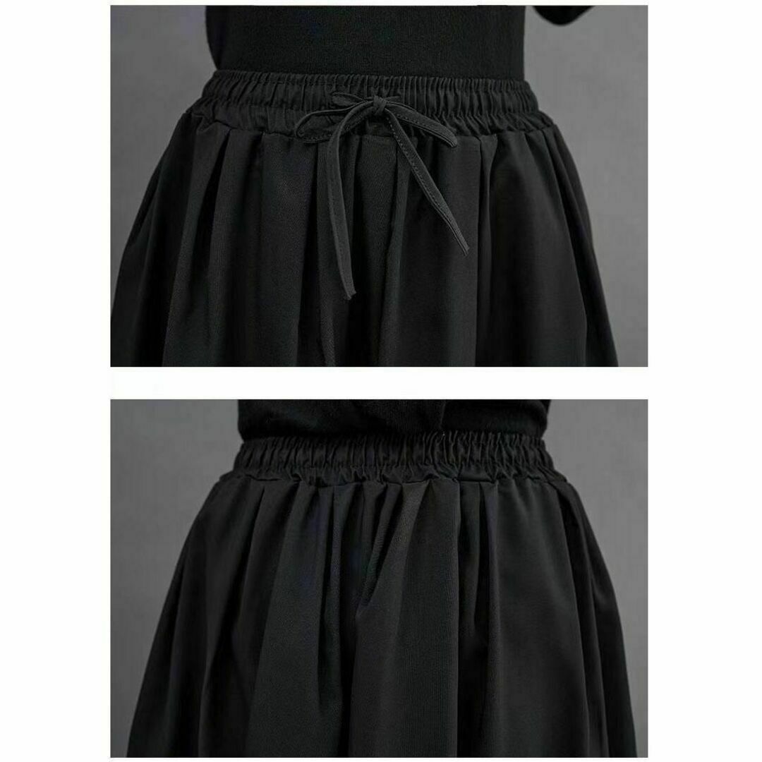 ゆったり ロング バルーン スカート XXL 黒 フレア マキシ丈 ブラック レディースのスカート(ロングスカート)の商品写真