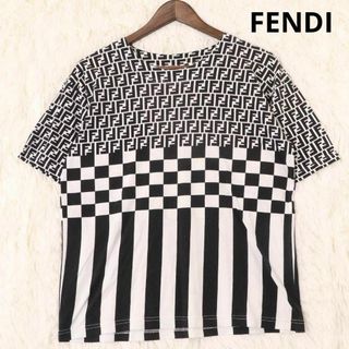 フェンディ(FENDI)のフェンディ　ズッカ　ペカン　切り替え　モノトーン　半袖カットソー　Tシャツ　L(Tシャツ(半袖/袖なし))