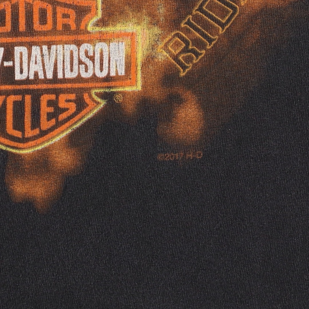 Harley Davidson(ハーレーダビッドソン)の古着 ハーレーダビッドソン Harley-Davidson ドクロ柄 スカル柄 モーターサイクル バイクTシャツ メンズXXL /eaa440196 メンズのトップス(Tシャツ/カットソー(半袖/袖なし))の商品写真