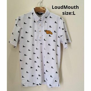 ラウドマウス(Loudmouth)のLoudMouth ゴルフ ポロシャツ 総柄 ホワイト L メンズ ゴルフウェア(ウエア)