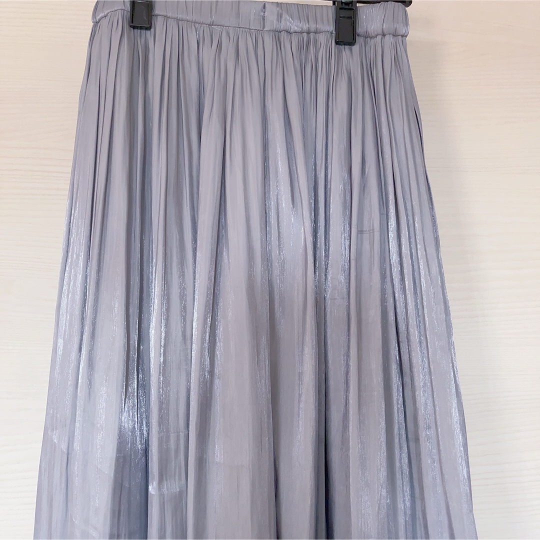 両面　2way ラメチュールプリーツスカート レディースのスカート(ロングスカート)の商品写真
