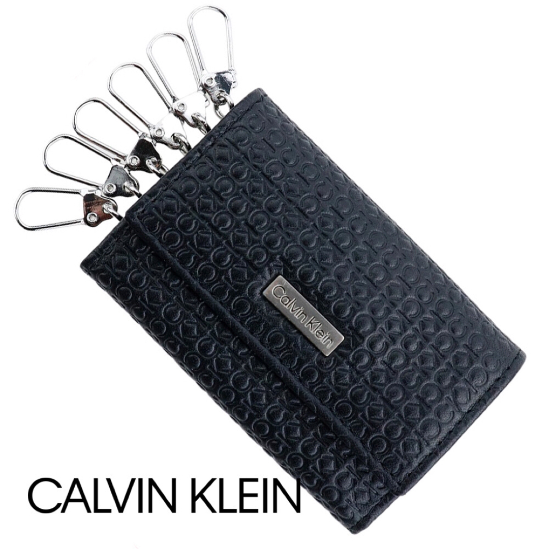 Calvin Klein(カルバンクライン)のカルバンクライン キーケース ブラック 6連 キーリング レザー 本革 型押し メンズのファッション小物(キーケース)の商品写真