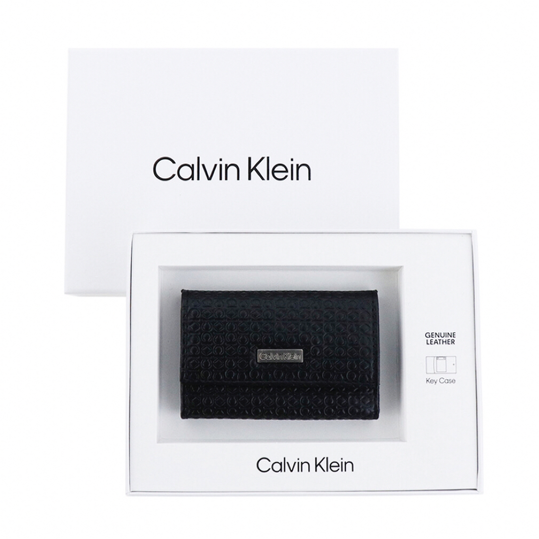 Calvin Klein(カルバンクライン)のカルバンクライン キーケース ブラック 6連 キーリング レザー 本革 型押し メンズのファッション小物(キーケース)の商品写真