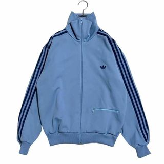 アディダス(adidas)の8187 美品 adidasトラックジャケット デサント製ヴィンテージ 水色 M(ジャージ)