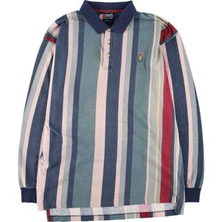 ラルフローレン(Ralph Lauren)の古着 90年代 ラルフローレン Ralph Lauren CHAPS チャップス 長袖 ストライプ ポロシャツ メンズXXL 長袖 ヴィンテージ /eaa431503(ポロシャツ)