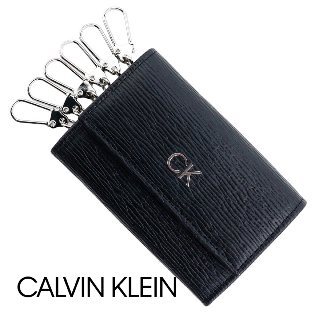 Calvin Klein(カルバンクライン)のカルバンクライン キーケース ブラック 6連 キーリング レザー 本革 型押し メンズのファッション小物(キーケース)の商品写真