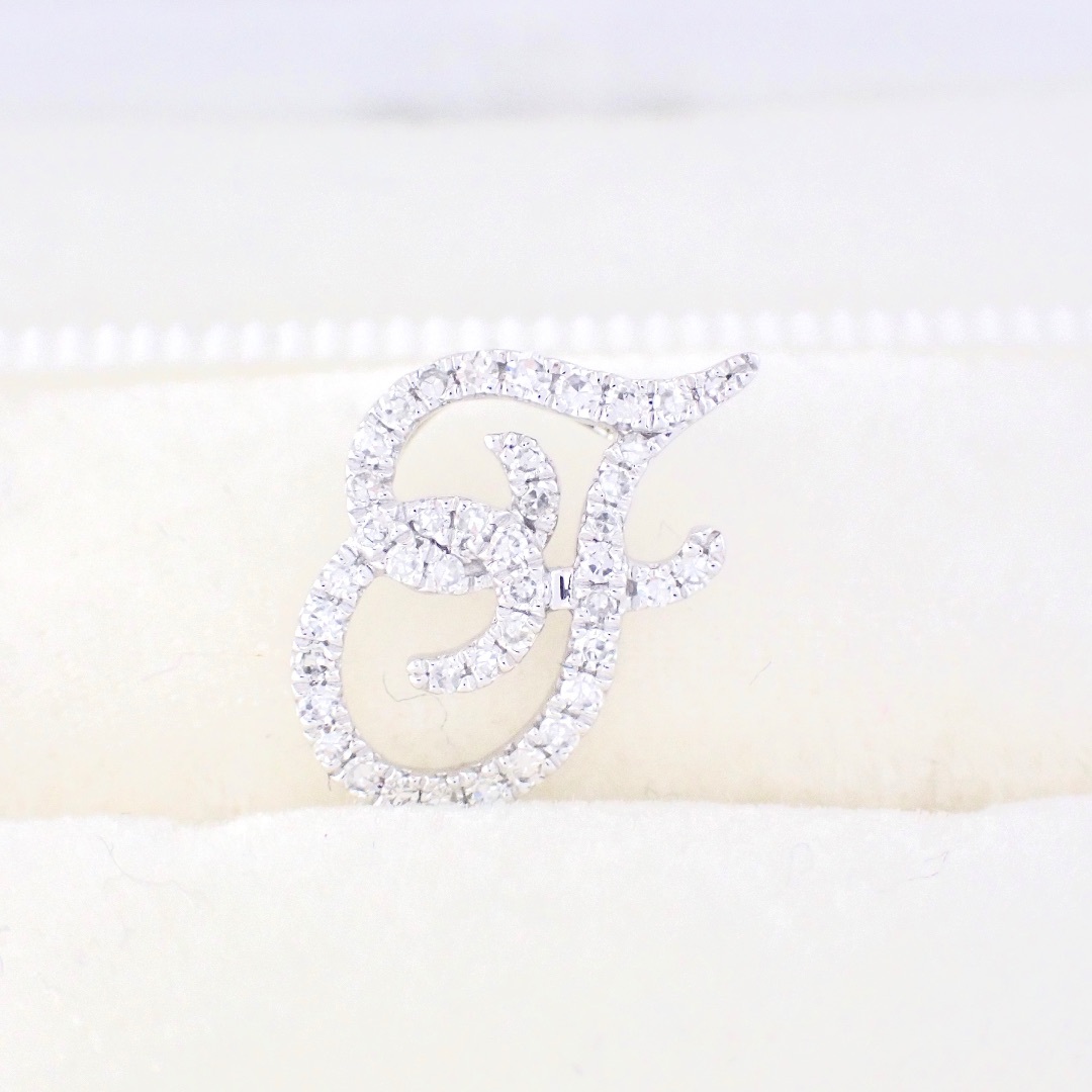【新品 日本製】 プラチナ イニシャル ダイヤモンド ペンダント ネックレス F レディースのアクセサリー(ネックレス)の商品写真