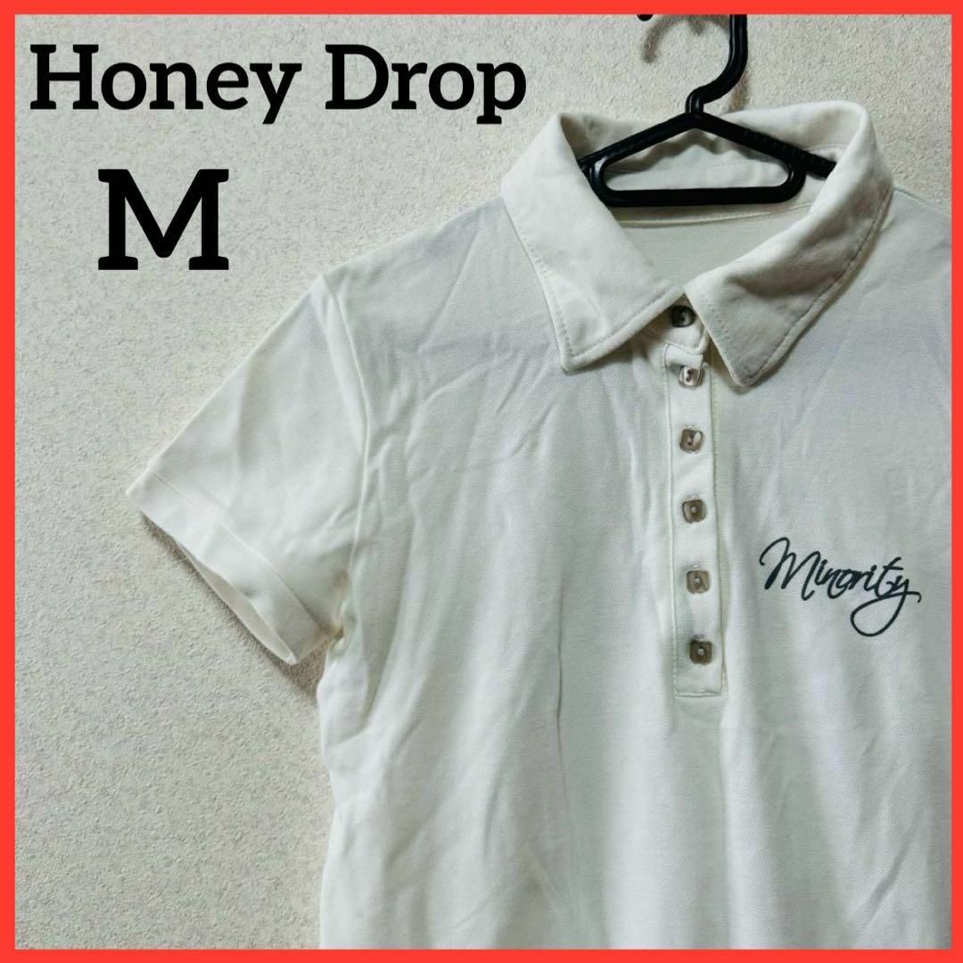 【希少】Honey Drop 半袖ポロシャツ プリントシャツ ビッグプリント 白 レディースのトップス(ポロシャツ)の商品写真