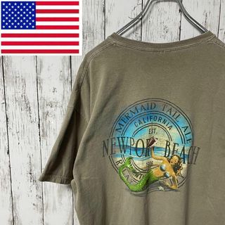 GILDAN アメリカ古着 マーメイドバックプリントTシャツ ブラウン メンズ(Tシャツ/カットソー(半袖/袖なし))