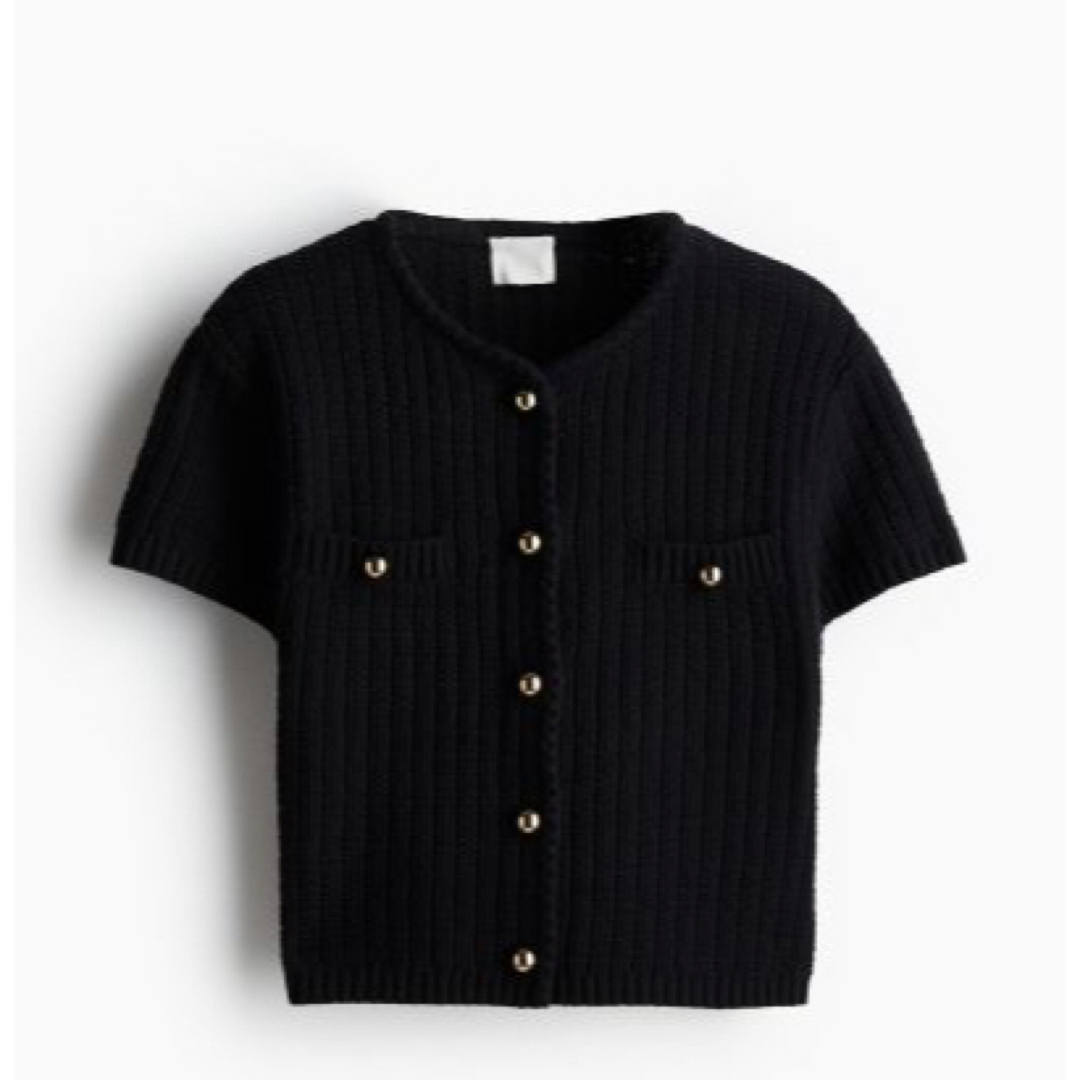 H&M(エイチアンドエム)の【専用出品】H&M 新品未使用　ストラクチャードニットカーディガン　半袖ニット メンズのトップス(Tシャツ/カットソー(半袖/袖なし))の商品写真