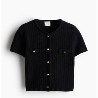 エイチアンドエム(H&M)のH&M 新品未使用　ストラクチャードニットカーディガン　半袖ニット　サマーニット(Tシャツ/カットソー(半袖/袖なし))