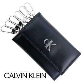カルバンクライン(Calvin Klein)のカルバンクライン キーケース ブラック 6連 キーリング レザー 本革 CKロゴ(キーケース)