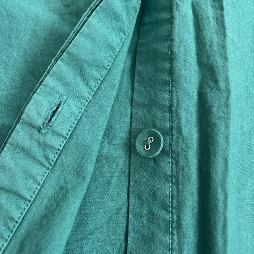ビアズリー　製品染　ロングシャツ　エメラルドグリーン　長袖 レディースのトップス(シャツ/ブラウス(長袖/七分))の商品写真