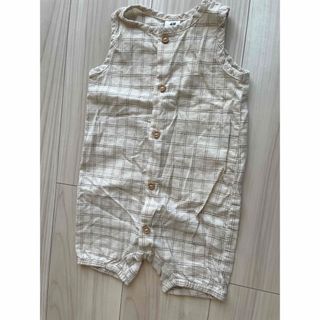 エイチアンドエム(H&M)の◎H&M  ベビーロンパース　チェック　ボタン　4-6M EUR 68(ロンパース)