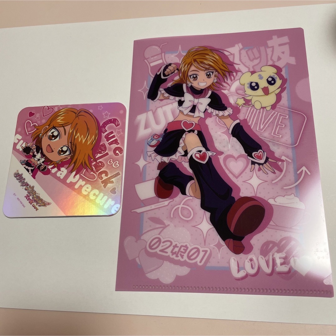 プリキュアカフェ　コースター　クリアファイル　ブラック エンタメ/ホビーのアニメグッズ(その他)の商品写真