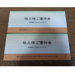 クリエイトレストランツ　株主優待　20,000円分(ショッピング)