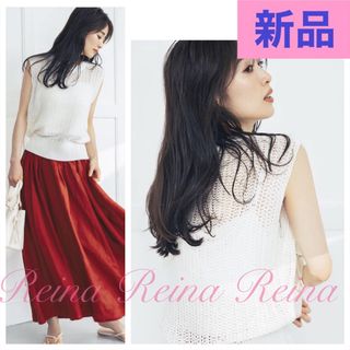 アプワイザーリッシェ(Apuweiser-riche)の新品✨泉里香　ノースリーブ　メッシュニット　アプワイザーリッシェ　マイストラーダ(シャツ/ブラウス(半袖/袖なし))