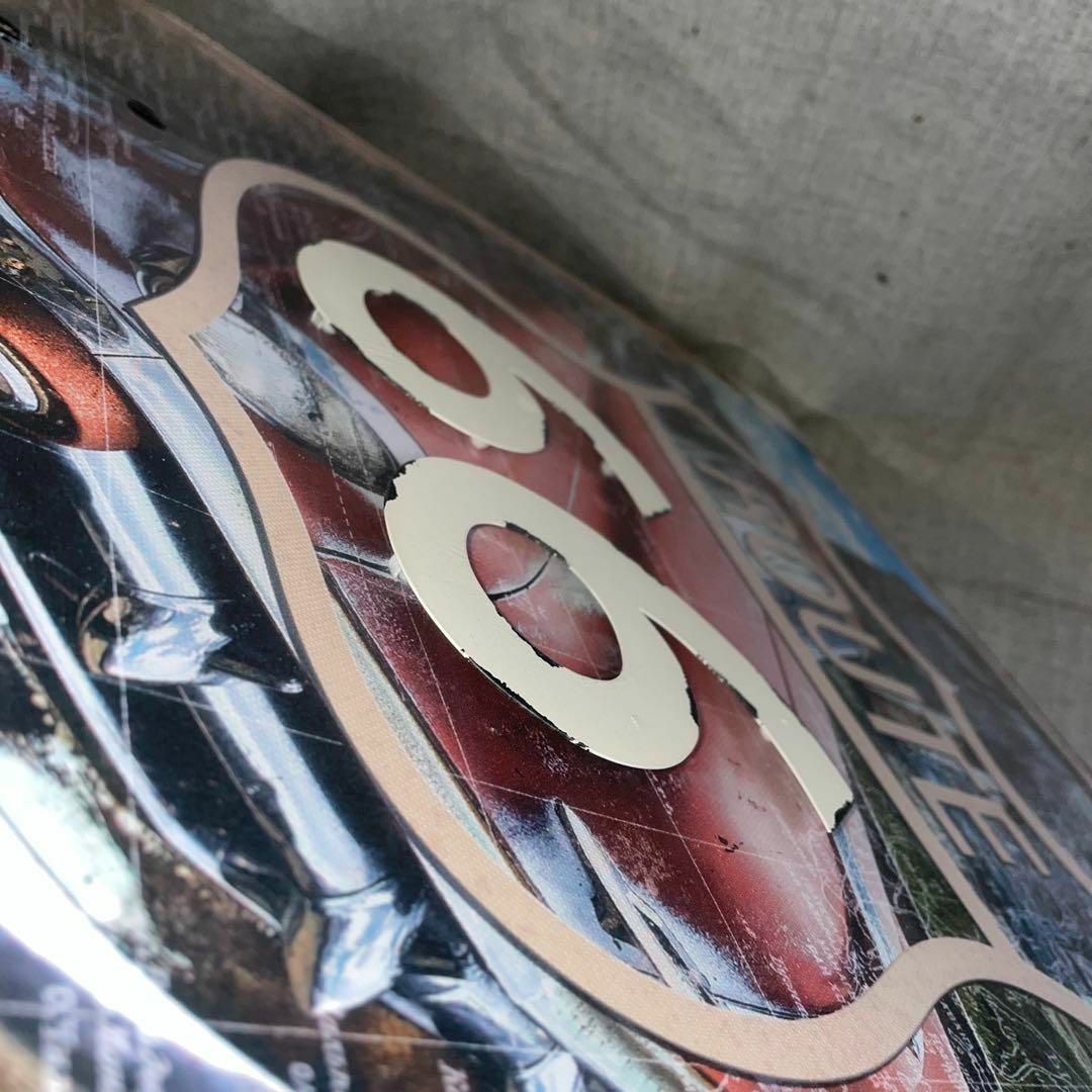 ルート66　アートポスター　キャンパスポスター　車　アメ車　金属　立体　ブリキ エンタメ/ホビーの美術品/アンティーク(彫刻/オブジェ)の商品写真