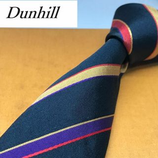 ダンヒル(Dunhill)の★ ダンヒル★ 英国紳士ブランド ネクタイ シルク ストライプ ブラック系(ネクタイ)