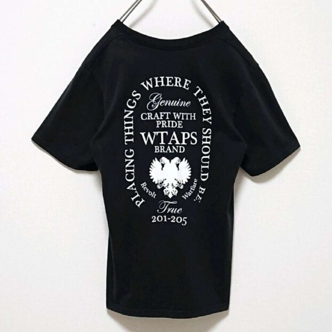 W)taps(ダブルタップス)の希少 ダブルタップス 両面 プリント ロゴ ブラック 半袖 Tシャツ メンズのトップス(Tシャツ/カットソー(半袖/袖なし))の商品写真