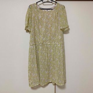 ♪1 美品　ワンピース　花柄　黄色　春(ひざ丈ワンピース)