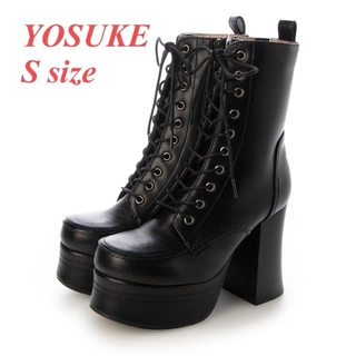 ヨースケ(YOSUKE)の新品 厚底レースアップブーツ S(22〜22.5) ブラック(ブーツ)