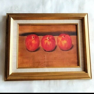 りんご　絵画　油絵　額付き　静物画(絵画/タペストリー)