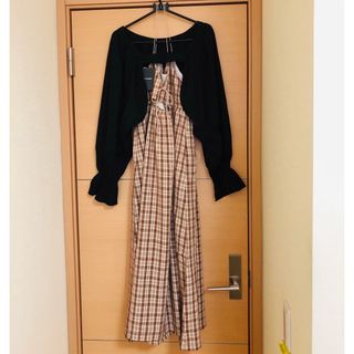 Wcloset  ボリュームスリーブボレロ&バックリボンキャミワンピース