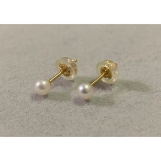 K18 本真珠ピアス（3mm）K18キャッチ付き パールピアス(ピアス)