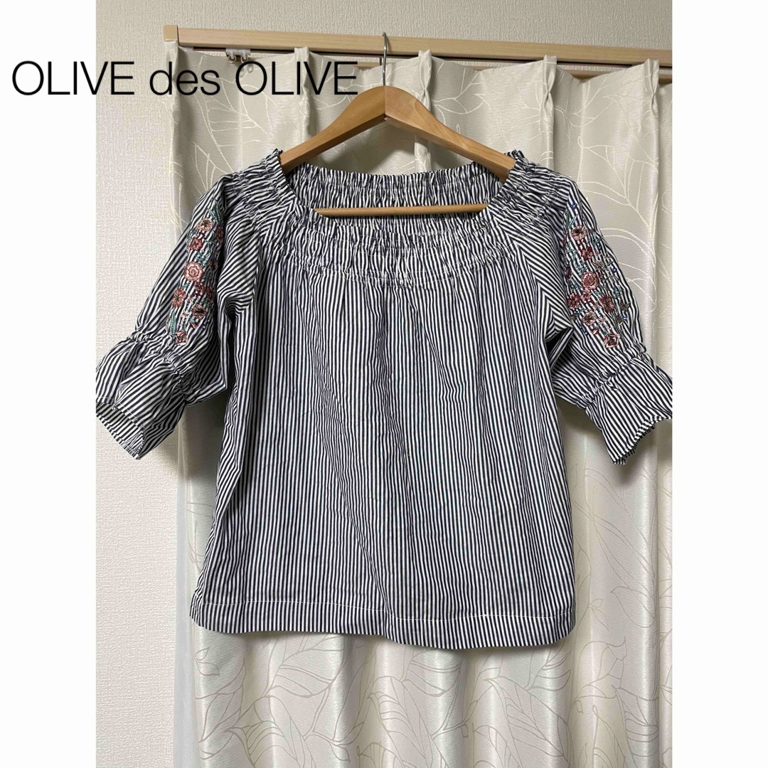 OLIVEdesOLIVE(オリーブデオリーブ)のオリーブデオリーブ　ストライプブラウス レディースのトップス(シャツ/ブラウス(半袖/袖なし))の商品写真