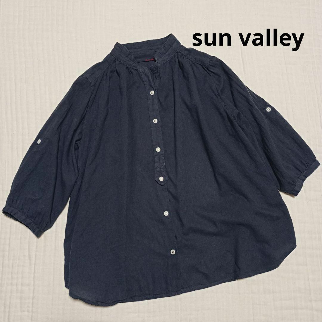 SUNVALLEY(サンバレー)のsun valley サンバレー バンドカラー ギャザー ブラウス 2way 綿 レディースのトップス(シャツ/ブラウス(長袖/七分))の商品写真