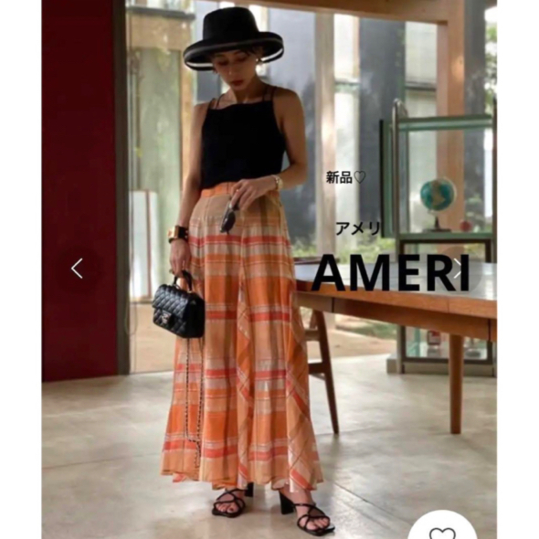 Ameri VINTAGE(アメリヴィンテージ)のAMERI VINTAGE SHEER CHECK FLARE SKIRT レディースのスカート(ロングスカート)の商品写真