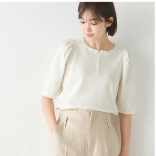 オムネス(OMNES)のオムネス　ハプティック　リブパワーショルダー5分袖プルオーバー(Tシャツ(半袖/袖なし))