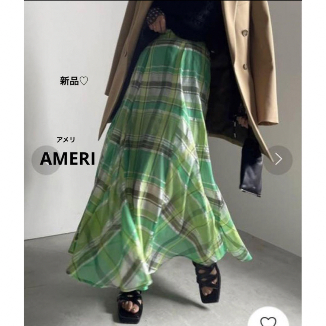 Ameri VINTAGE(アメリヴィンテージ)のAMERI VINTAGE SHEER CHECK FLARE SKIRT レディースのスカート(ロングスカート)の商品写真