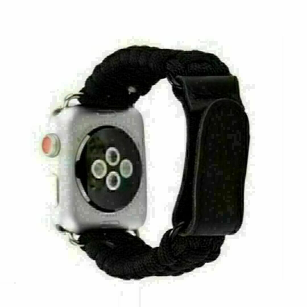 ★Apple Watch　42/44/45mm　パラコード バンド　ブラック★ メンズの時計(その他)の商品写真