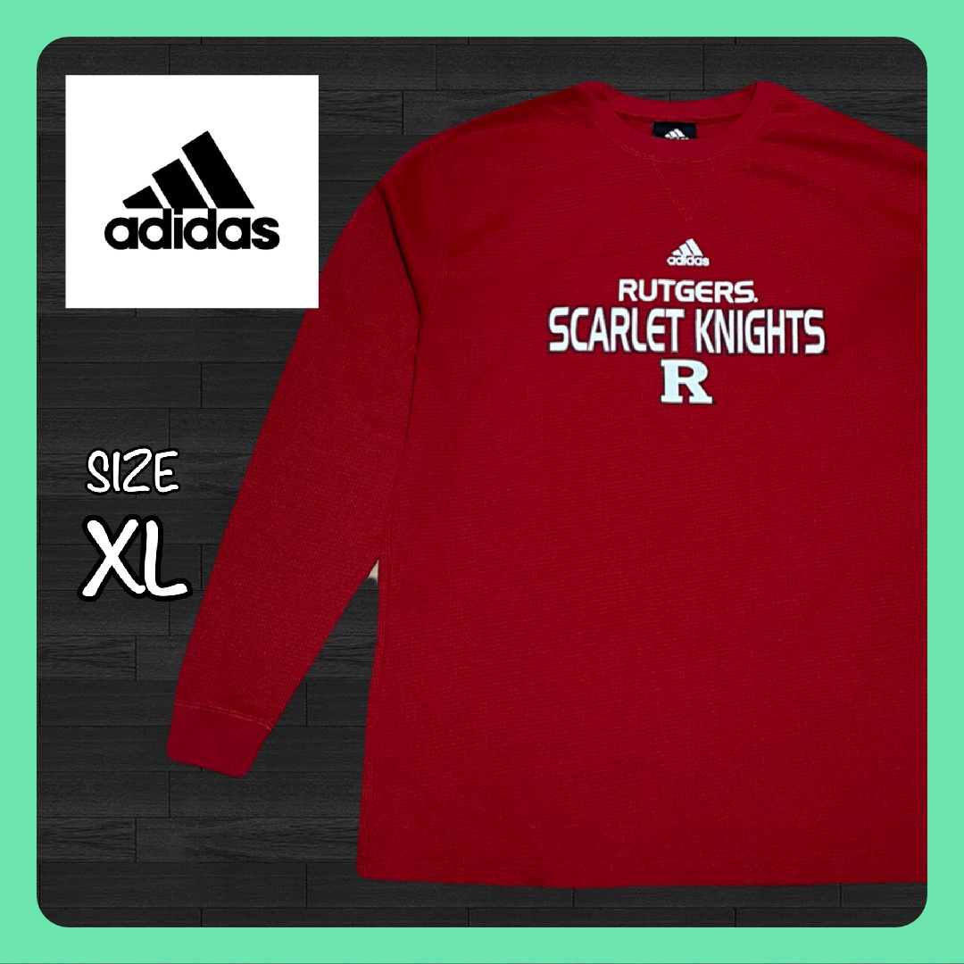 adidas(アディダス)のadidas アディダス ロンT 長袖 ラトガーズ大学 赤 XLサイズ メッシュ メンズのトップス(Tシャツ/カットソー(七分/長袖))の商品写真