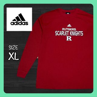 アディダス(adidas)のadidas アディダス ロンT 長袖 ラトガーズ大学 赤 XLサイズ メッシュ(Tシャツ/カットソー(七分/長袖))