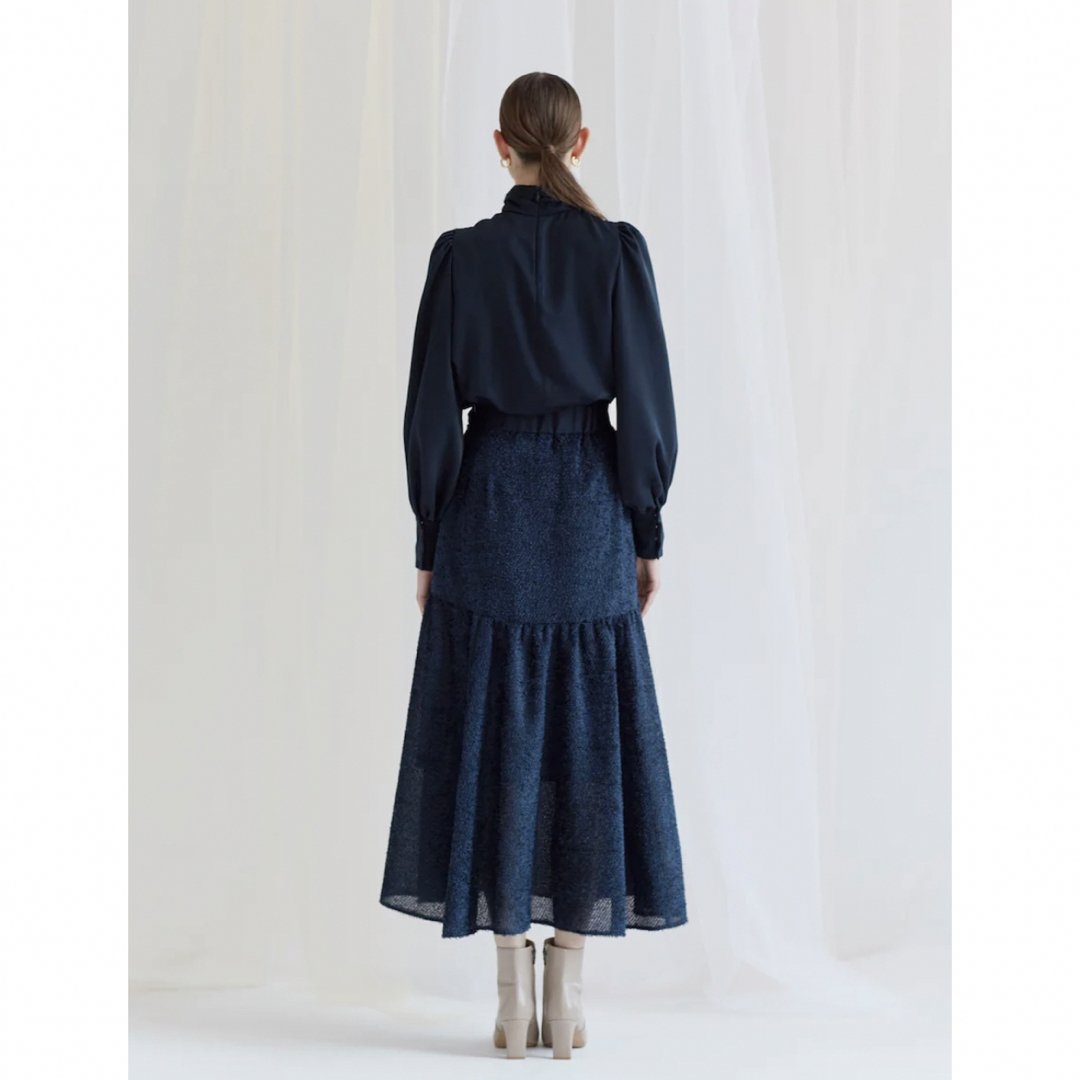 【新品タグ付】Audire Airy jacquard skirt Navy S レディースのスカート(ロングスカート)の商品写真