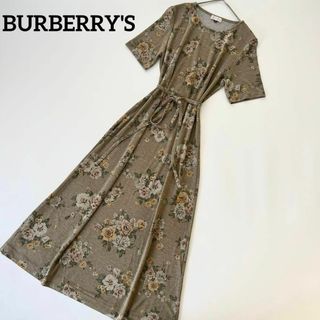 BURBERRY - 美品꧁バーバリーズ꧂花柄　ワンピース　リボン　M 三陽商会　Aライン　マキシ丈