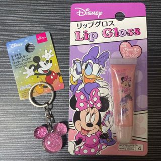 ディズニー(Disney)のミッキー ミニー リップグロス キーホルダー ラメ(キーホルダー)