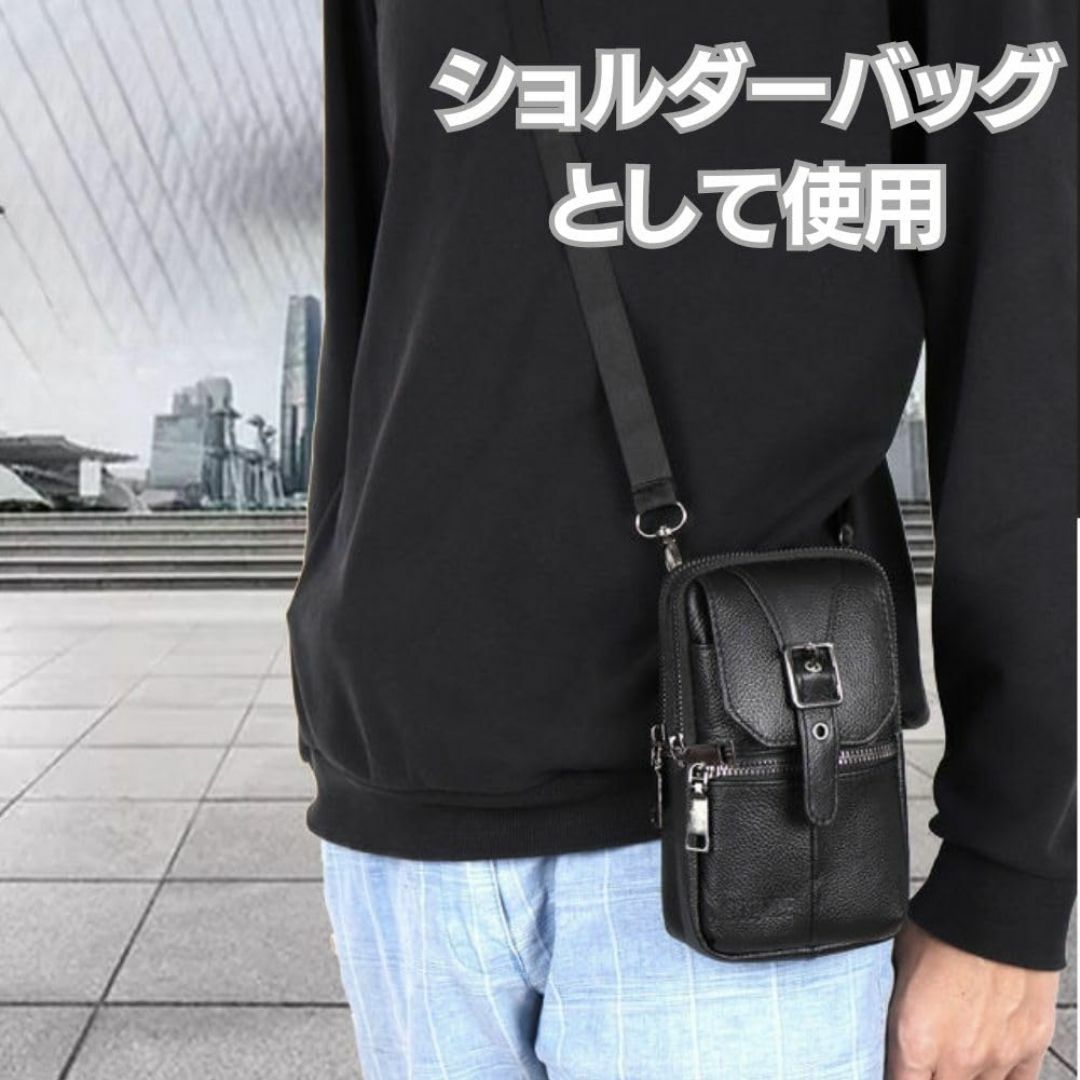 【色: ブラック】3way スマホポーチ ショルダーバッグ ベルトポーチ メンズ メンズのバッグ(その他)の商品写真