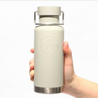 Starbucks - スタバ☆ハンドルリッドステンレスロゴボトルマットベージュ473ml